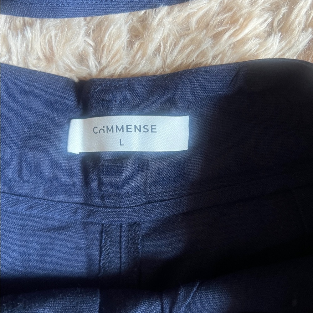 Navy 2 piece set Wide-Leg Pants Set Linen Blend Large - Picture 10 of 12